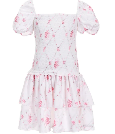 Theme NYC Big Girls Cap-Sleeve Lexi Vintage Rose Satin Fit-And-Flare Dress
