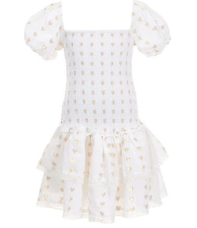 Theme NYC Big Girls Lexi Gold Dotted Cap Sleeve Satin Smocked Bodice Ruffle Tiered Dress