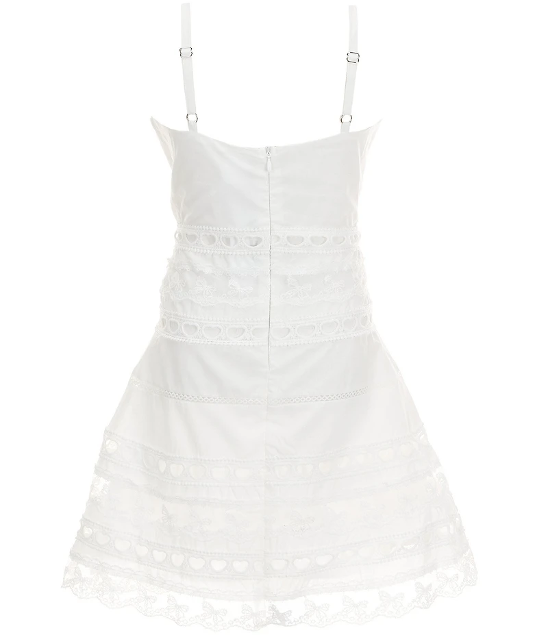 Theme NYC Big Girls Sleeveless Isabella Bow And Heart Lace Sheath Dress