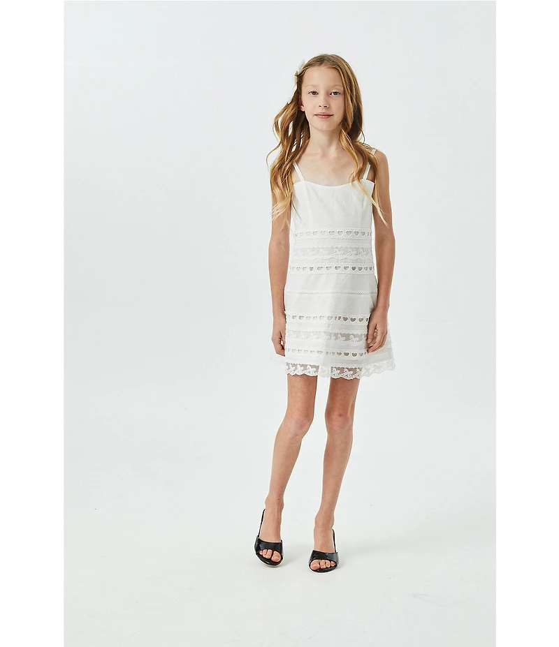 Theme NYC Big Girls Sleeveless Isabella Bow And Heart Lace Sheath Dress