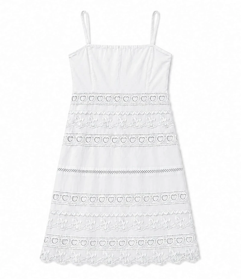 Theme NYC Big Girls Sleeveless Isabella Bow And Heart Lace Sheath Dress