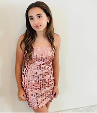 Theme NYC Big Girls Sleeveless Sequin-Disc-Patterned Disco Dress