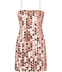 Theme NYC Big Girls Sleeveless Sequin-Disc-Patterned Disco Dress