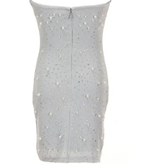 Theme NYC Big Girls Sleeveless Strapless Faux-Pearl/Rhinestone-Embellished Sheath Dress