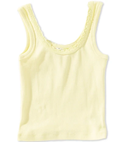 Theme NYC Big Girls Stella Lace Trimmed Scoop Neck Sleeveless Ribbed Tank Top