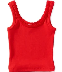 Theme NYC Big Girls Stella Lace Trimmed Scoop Neck Sleeveless Ribbed Tank Top