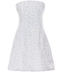 Theme NYC Big Girls Strapless Sleeveless Demi Crystal Studded Denim Dress