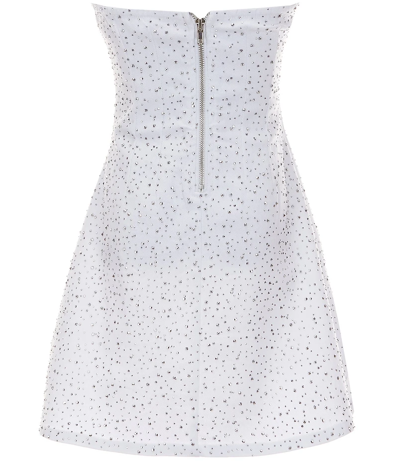 Theme NYC Big Girls Strapless Sleeveless Demi Crystal Studded Denim Dress