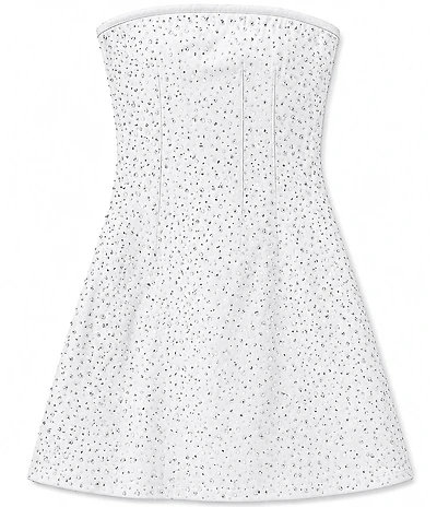 Theme NYC Big Girls Strapless Sleeveless Demi Crystal Studded Denim Dress