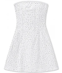 Theme NYC Big Girls Strapless Sleeveless Demi Crystal Studded Denim Dress