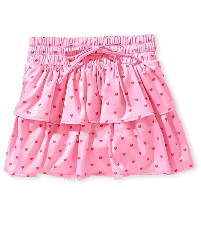 Theme NYC Big Girls Willow Pink Hearts Satin Skort