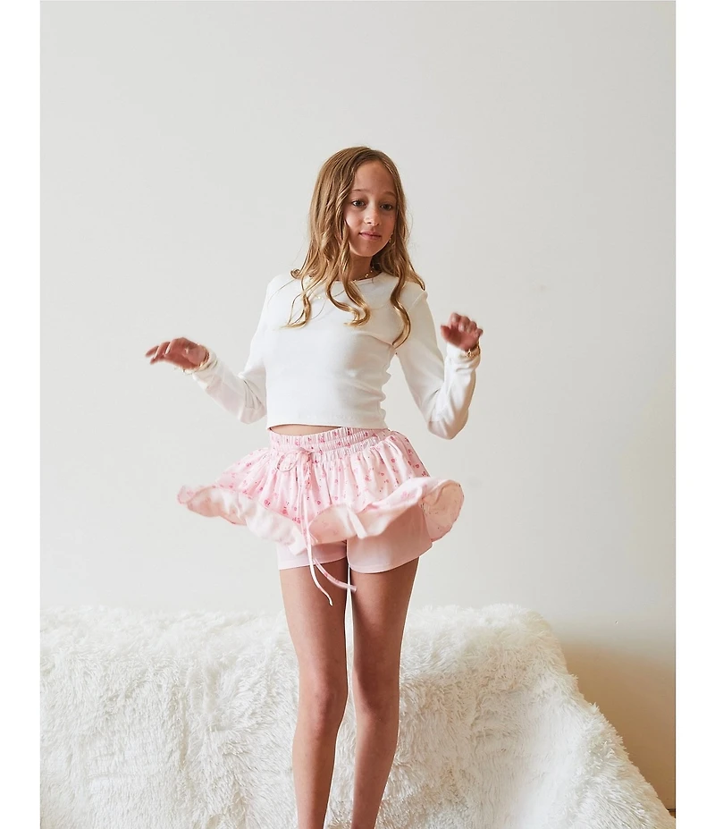 Theme NYC Big Girls Willow Pink Hearts Satin Skort