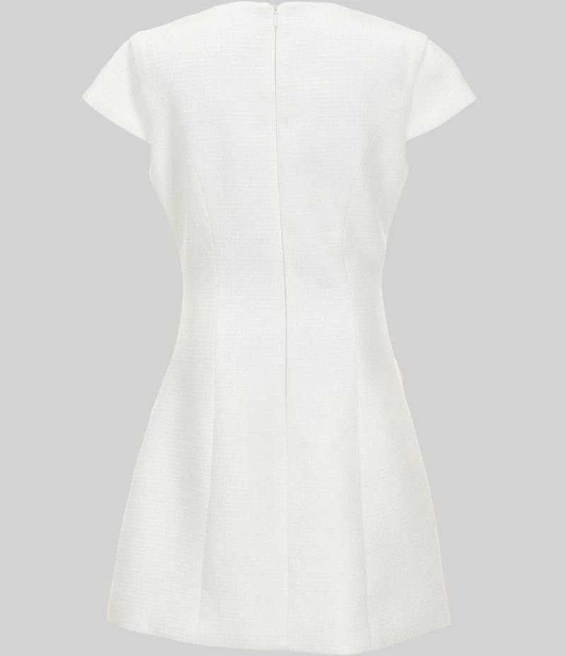 Theme NYC Big Girls Zoe Boucle Cap Sleeve Button Front A-Line Dress