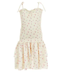 Theme NYC Lola Floral Print Sleeveless Smocked Bodice Ruffle Skirt Dress