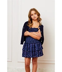 Theme NYC Lola Floral Print Sleeveless Smocked Bodice Ruffle Skirt Dress