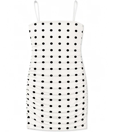 Theme NYC Noemi Sleeveless Polka-Dot Mesh Mini Dress