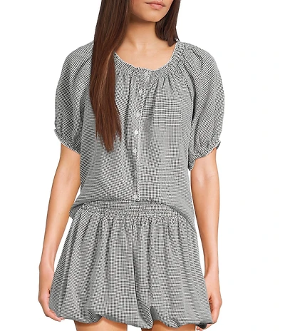Things Between Button Front Gingham Woven Coordinating Top