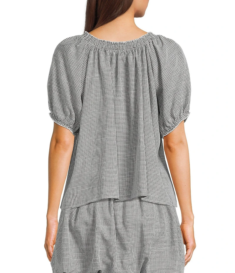Things Between Button Front Gingham Woven Coordinating Top