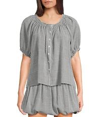 Things Between Button Front Gingham Woven Coordinating Top