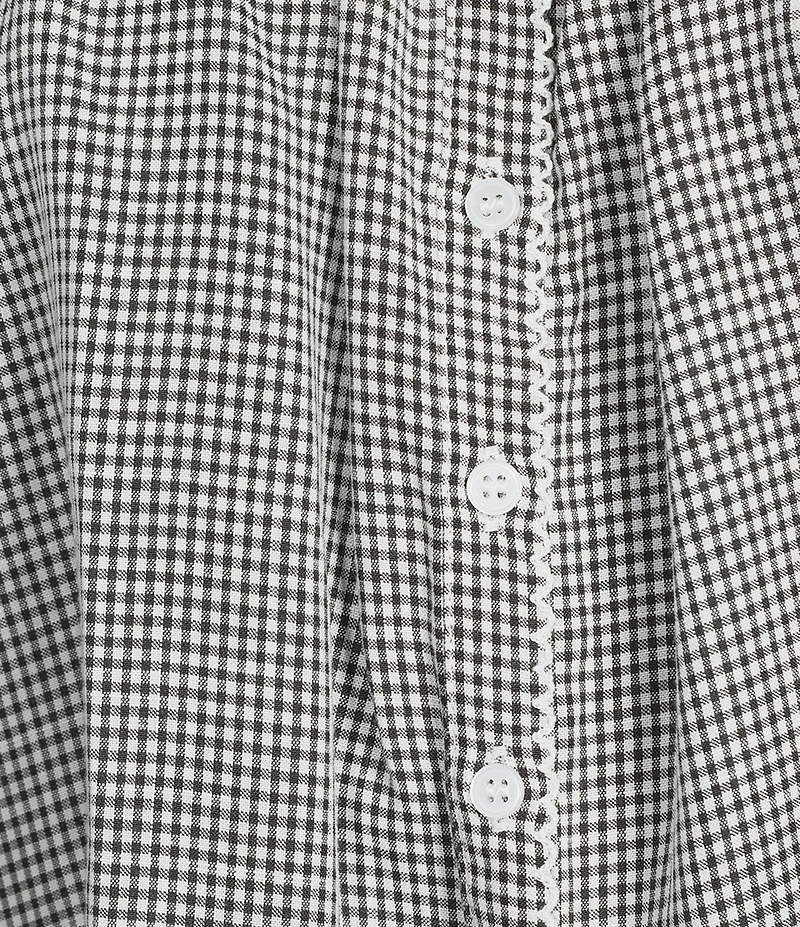 Things Between Button Front Gingham Woven Coordinating Top