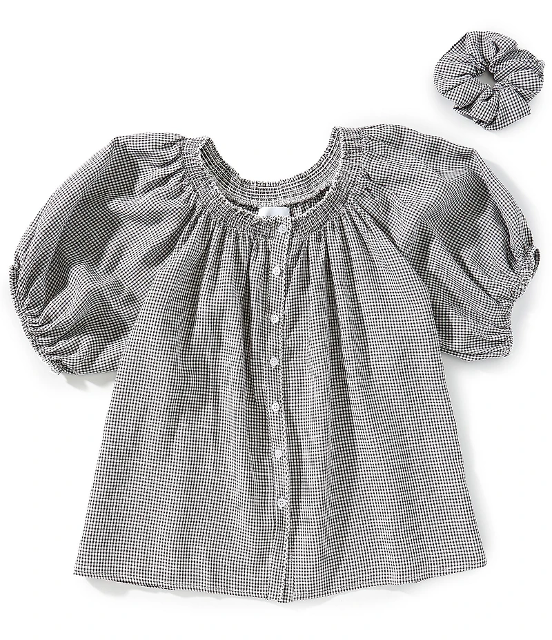 Things Between Button Front Gingham Woven Coordinating Top