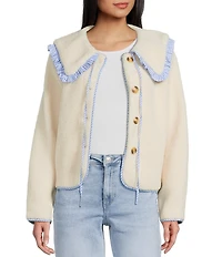 Things Between Button Front Long Sleeve Sailor Collared Jacket