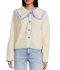 Things Between Button Front Long Sleeve Sailor Collared Jacket