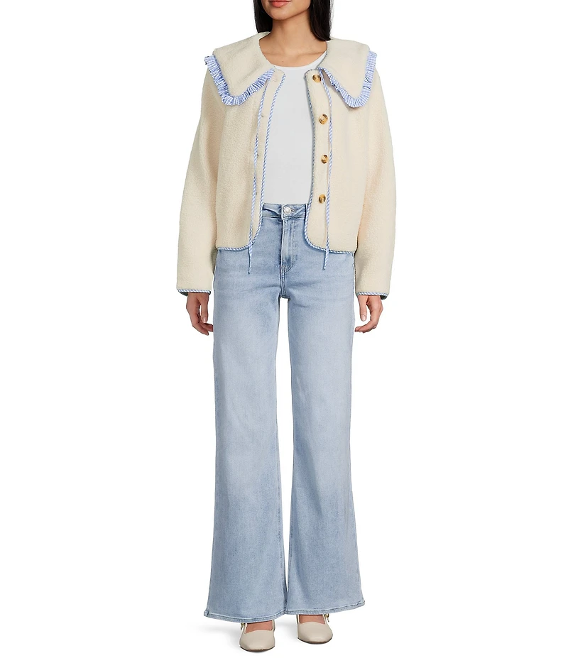 Things Between Button Front Long Sleeve Sailor Collared Jacket