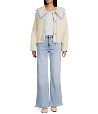 Things Between Button Front Long Sleeve Sailor Collared Jacket