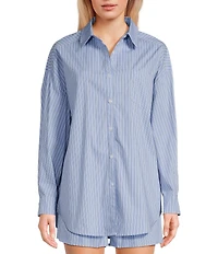 Things Between Button Front Stripe Coordinating Poplin Top