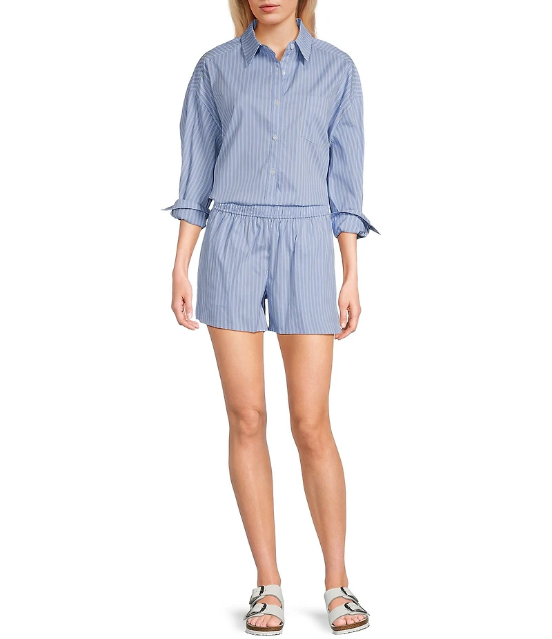 Things Between Button Front Stripe Coordinating Poplin Top