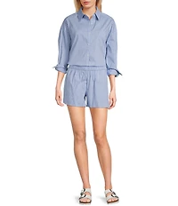 Things Between Button Front Stripe Coordinating Poplin Top