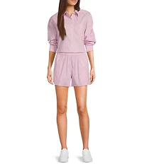 Things Between Button Front Stripe Coordinating Poplin Top