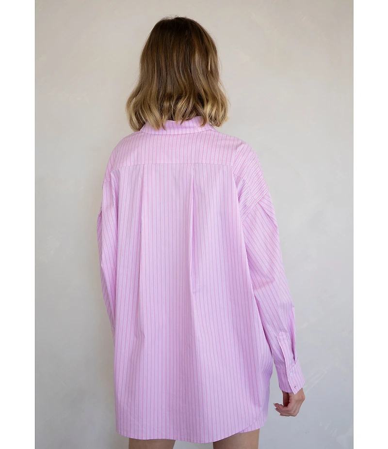 Things Between Button Front Stripe Coordinating Poplin Top