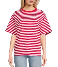 Things Between Crew Neck Stripe Short Sleeve Boxy T-Shirt