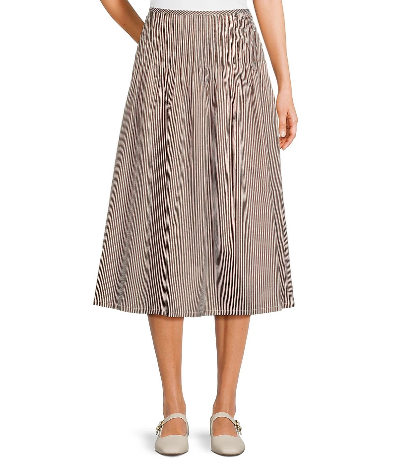 Things Between Drop Waist Stripe Midi Skirt