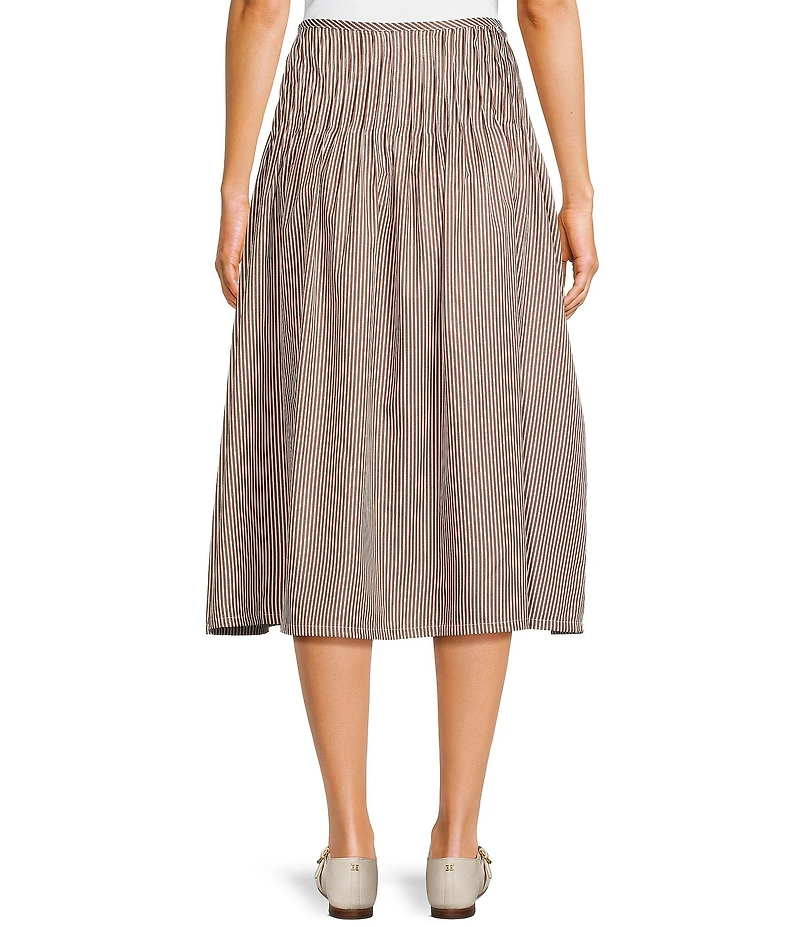 Things Between Drop Waist Stripe Midi Skirt