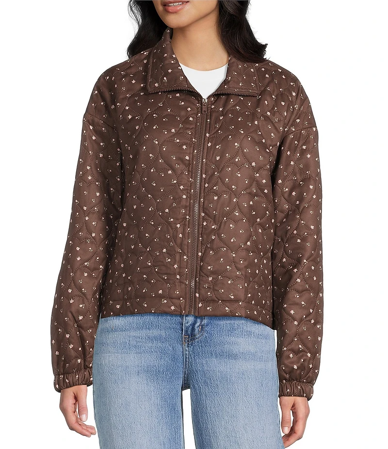 Things Between Floral Zip Front Quilted Jacket
