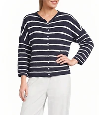 Things Between Piper Stripe Button Front Cardigan