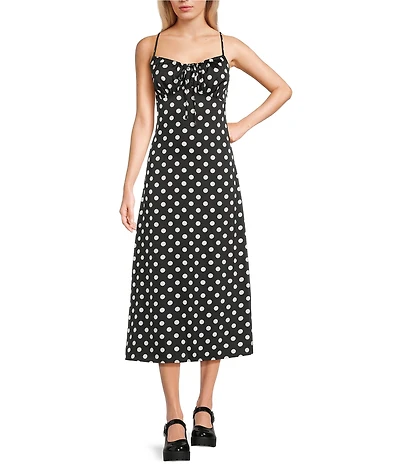 Things Between Polka Dot Print Midi Dress