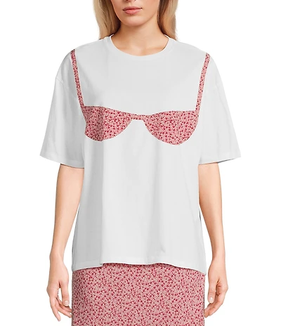 Things Between Short Sleeve Floral Bra T-Shirt