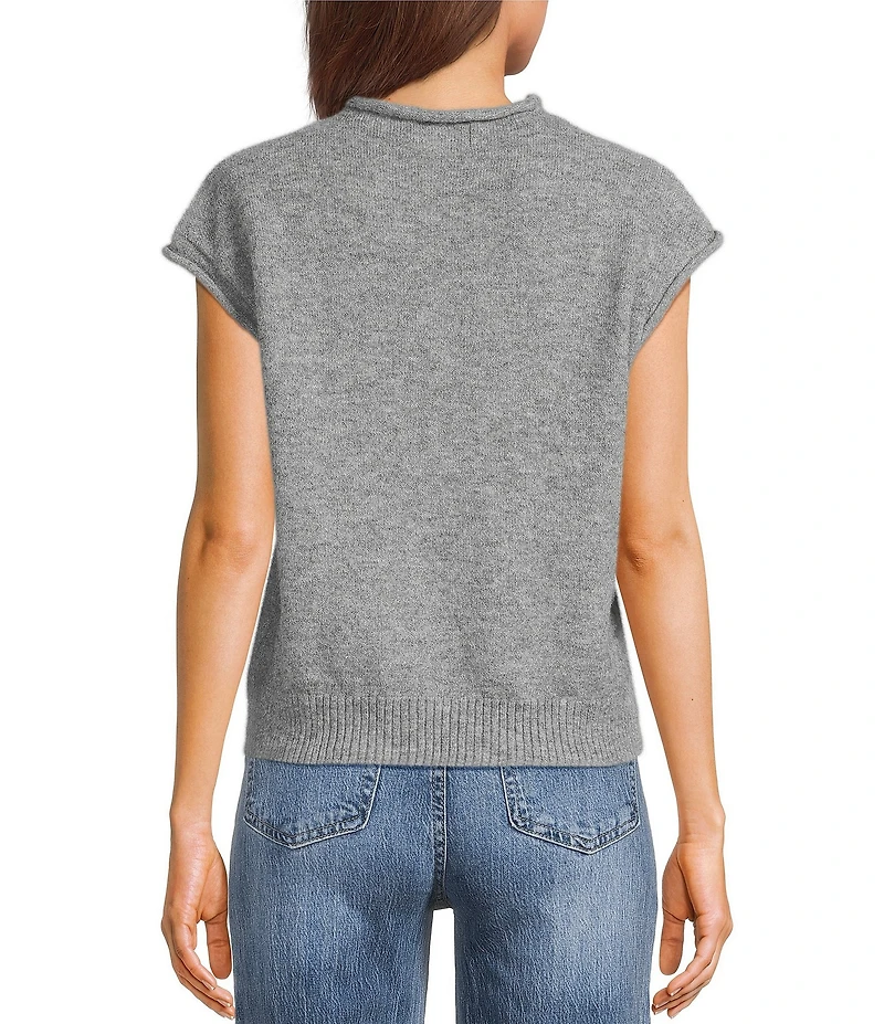 Things Between Solid Button Front Sweater Vest