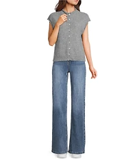 Things Between Solid Button Front Sweater Vest