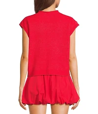 Things Between Solid Button Front Sweater Vest