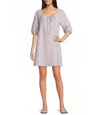 Things Between Stripe Seersucker Scoop Neck Mini Dress