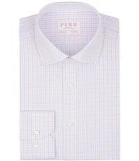 Thomas Pink Tailored Fit Spread Collar Checked Dobby Dress Shirt