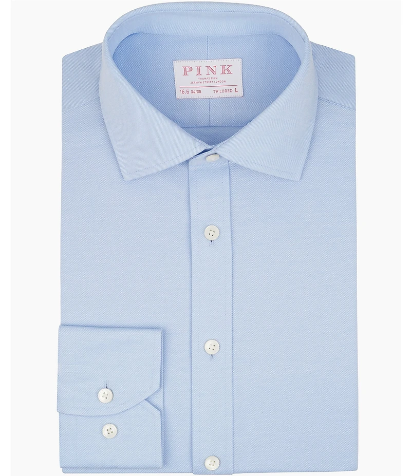 Thomas Pink Tailored Fit Spread Collar Solid Knit Dress Shirt