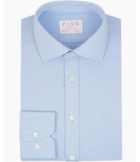 Thomas Pink Tailored Fit Spread Collar Solid Knit Dress Shirt