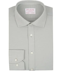Thomas Pink Tailored Fit Spread Collar Solid Knit Dress Shirt