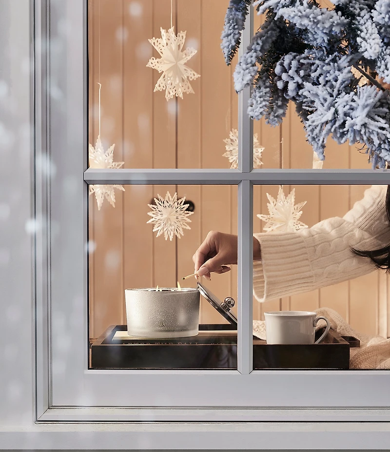 Thymes Flocked Collection Frasier Fir 3-Wick Poured Candle, 18-oz.